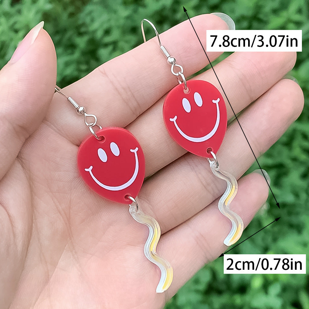 Wholesale Happy Balloon Earrings Dazzling Smiley Balloon Acrylic Earrings ACC-ES-ManT017
