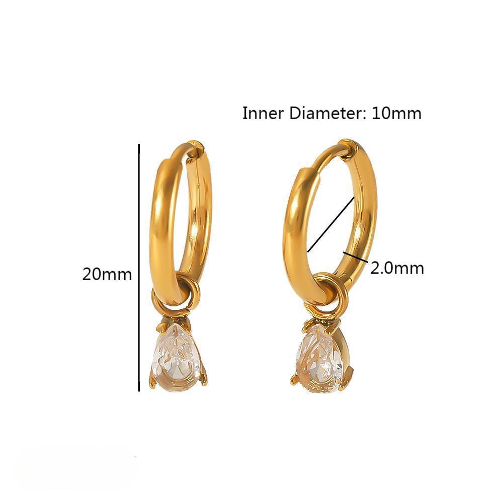 Wholesale Vintage 18K Gold Stainless Steel Inlaid Zircon Square Drop Earrings ACC-ES-LiQuan009