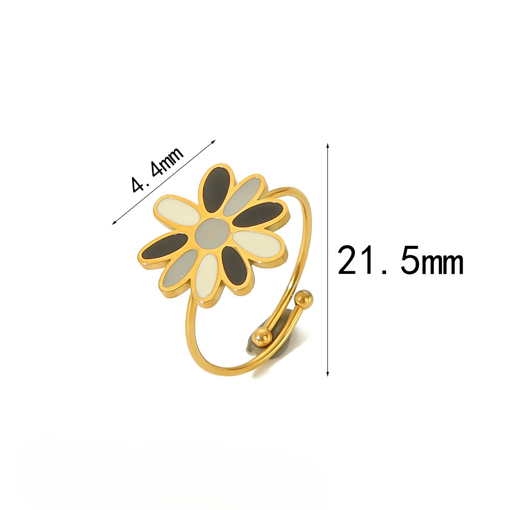 Wholesale Four Leaf Clover Love Heart 18K Gold Stainless Steel Open Adjustable Rings ACC-RS-LiQuan002