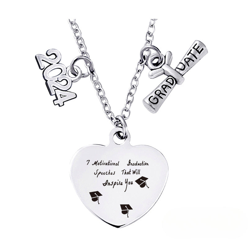Wholesale Love Pendant 2024 Graduation Season Gift Titanium Steel Necklace ACC-NE-Ganggu001