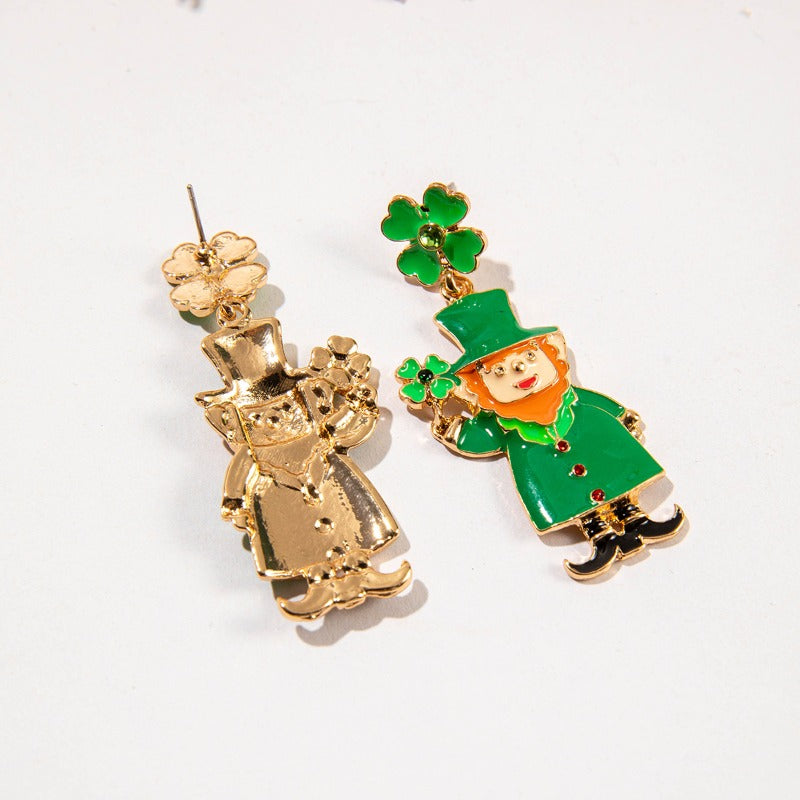 Wholesale St. Patrick Green Four Leaf Clover Earrings ACC-ES-YongGe004