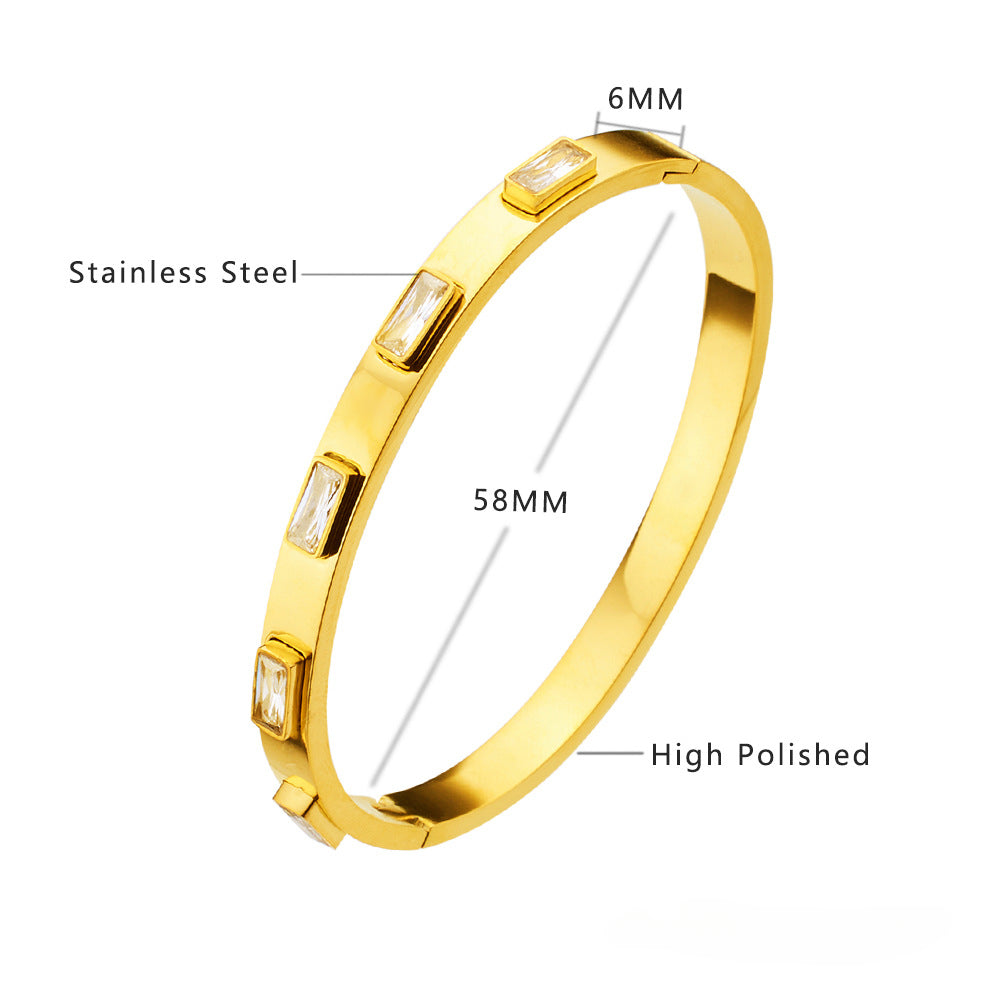 Wholesale Zircon Gold Titanium Steel Bracelets ACC-BT-Feif001
