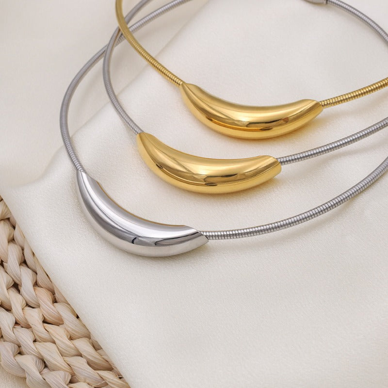 Wholesale Non-fading Ring-shaped Round Tube Titanium Steel Necklaces ACC-NE-XuanKa002