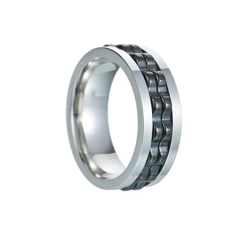 Wholesale Stainless Steel Double-sided Rotating Gear Men's Ring ACC-RS-ZhongQi015