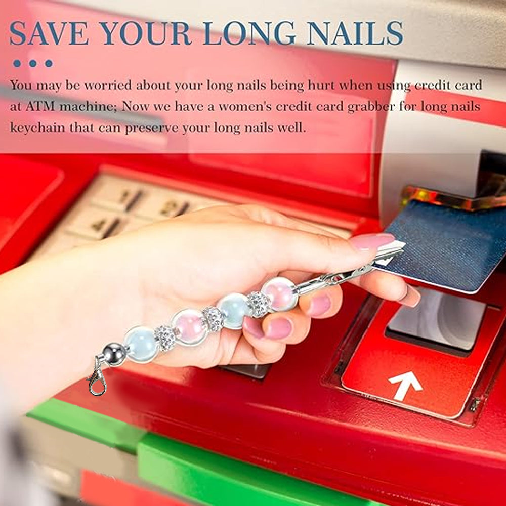 Wholesale Beadable Metal Card Grabber Keychains For Long Nails Macaron Color DIY Contactless Cards with Cards Puller ACC-008