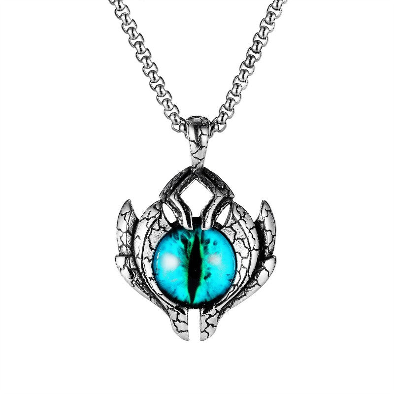 Wholesale Vintage Punk Spaceship Blue Eyes Stainless Steel Pendant Necklaces ACC-NE-XuanChao001