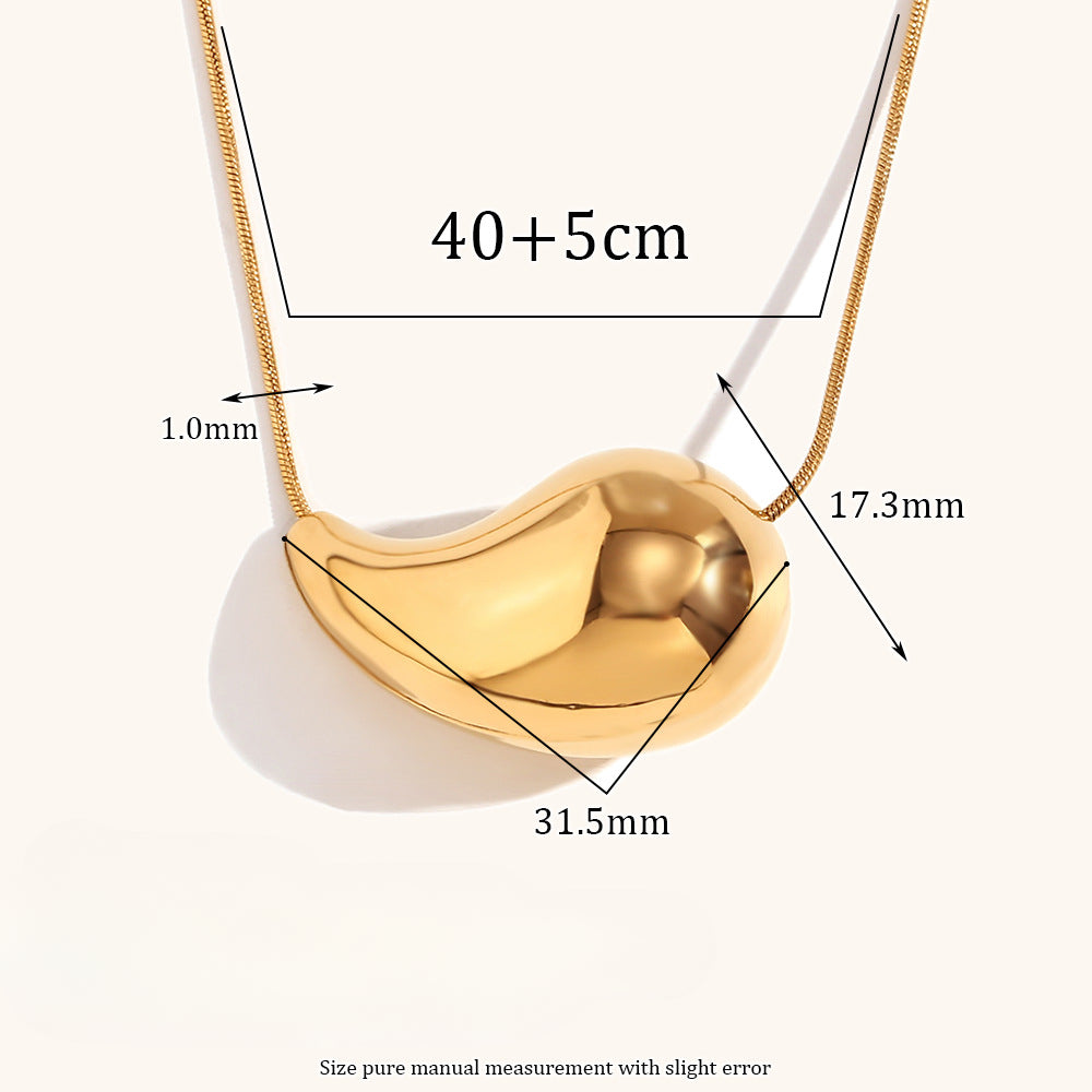 Wholesale Hollow Water Drop Comma Round Snake Chain Necklace Stainless Steel Gold Plated Choker Necklace ACC-NE-DingRan003