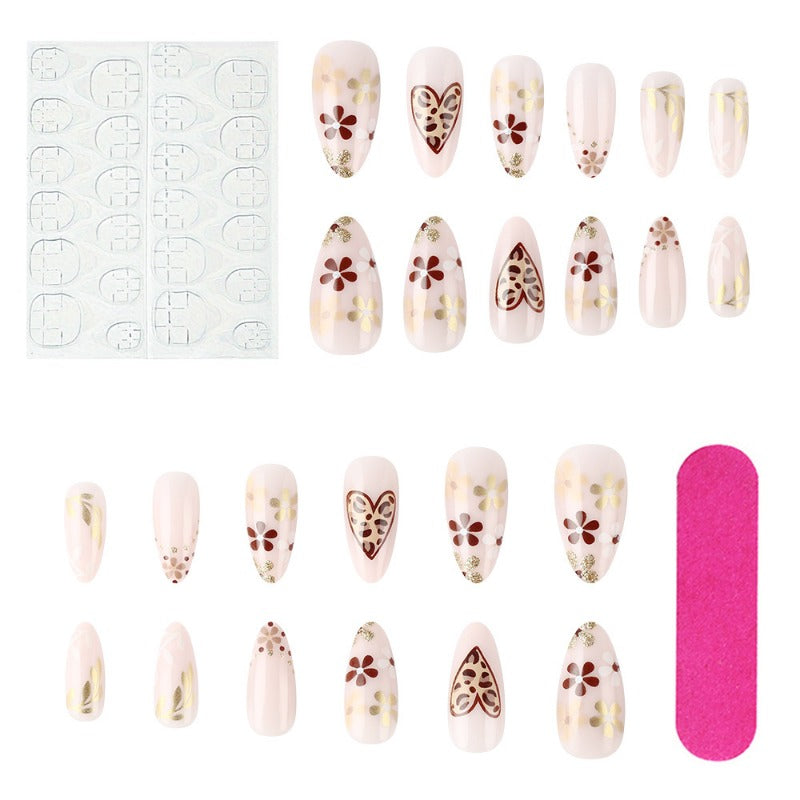 Wholesale 24 Pieces/box Valentine's Day Leopard Heart Nails Kits Nail Stickers ACC-NS-MiKe022