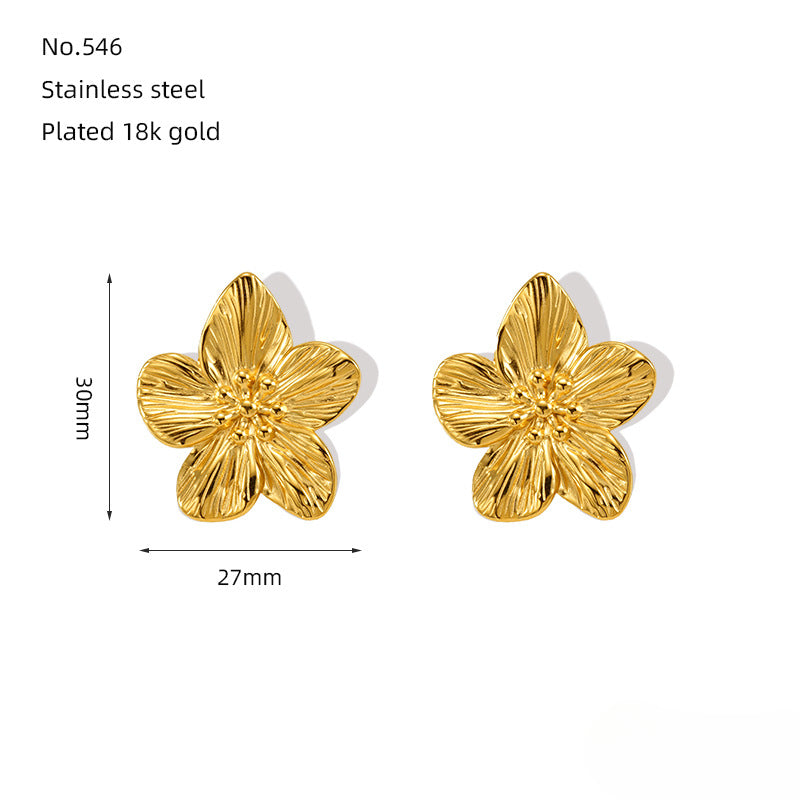 Wholesale Flower Earrings 18K Gold Geometric Stainless Steel Earrings ACC-ES-ZhongYao006