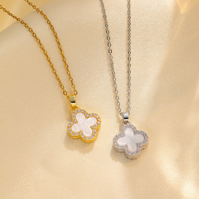 Wholesale Gold Diamond Four-leaf Clover Necklace ACC-NE-KuCai016