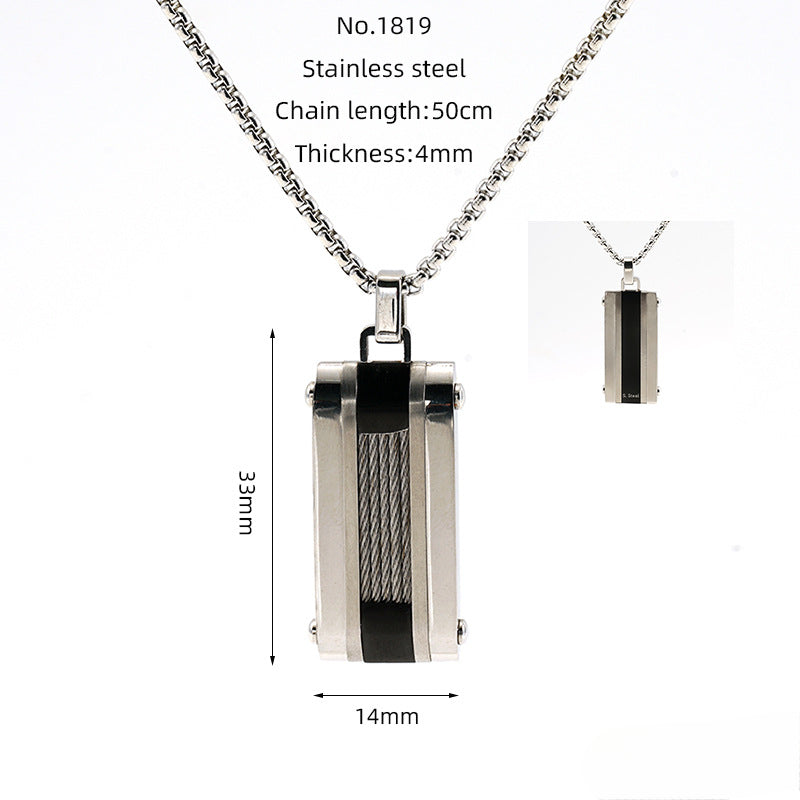 Wholesale Stainless Steel High-grade Square Pendant Necklace ACC-NE-ZhongYao008