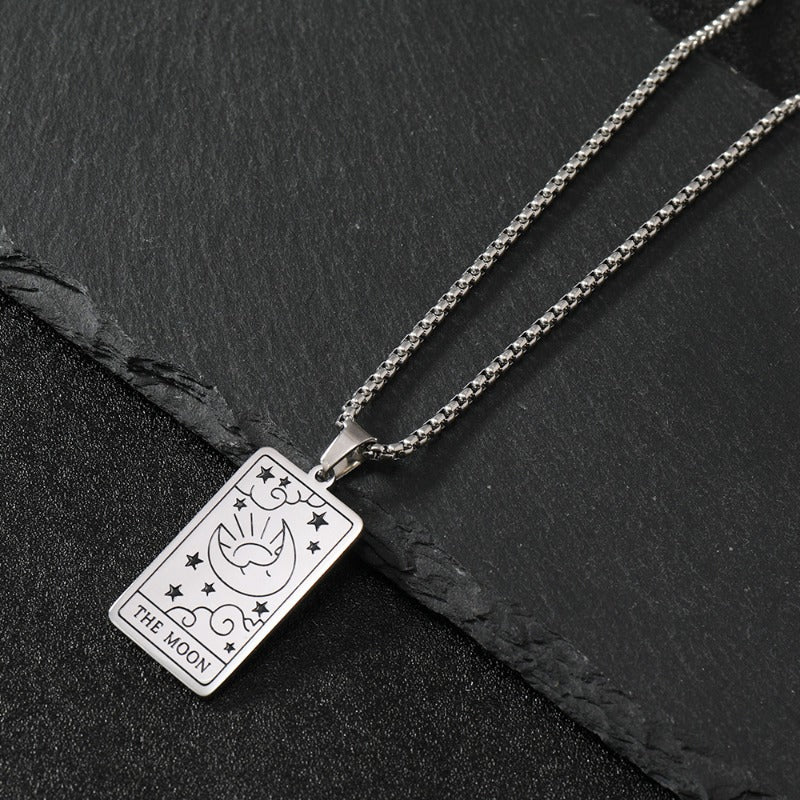 Wholesale Stainless Steel Light Luxury Tarot Pendant Sweater Necklaces ACC-NE-WangG007