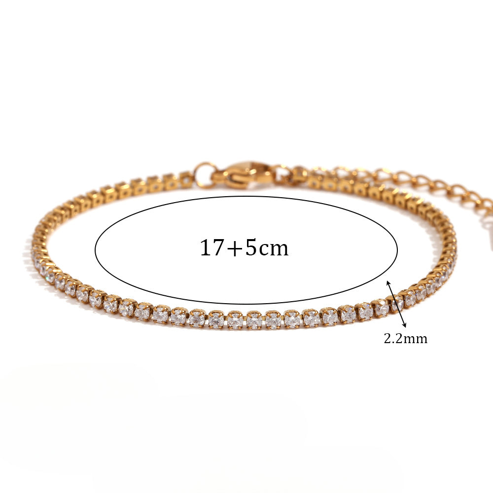 Wholesale Stainless Steel Bracelets 18K Gold Plated Bracelet Micro Inlaid Zircon Chain Bracelet ACC-BT-MengJ002