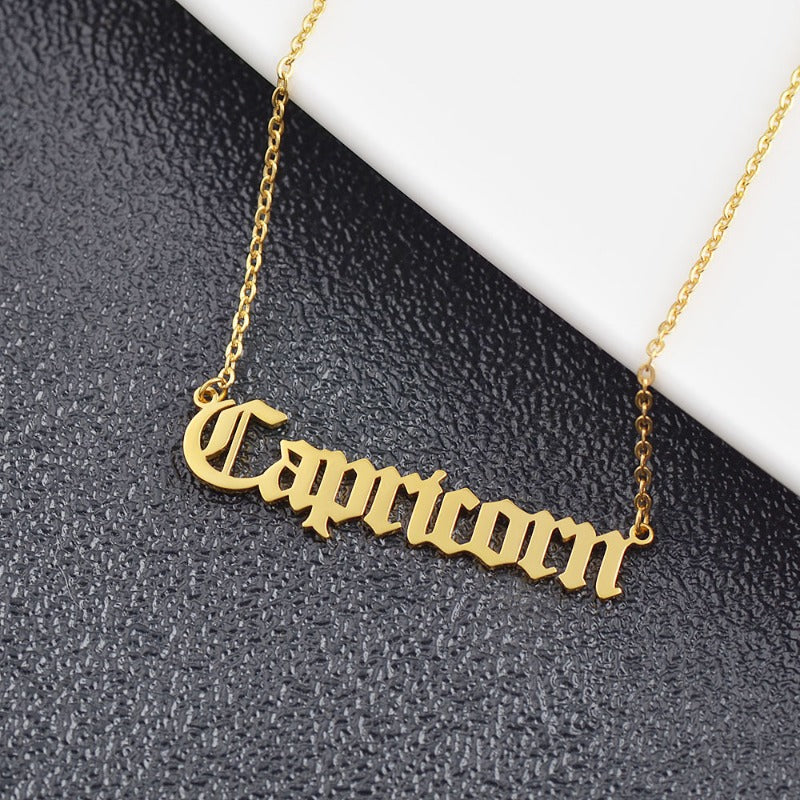 Wholesale Stainless Steel 12 Zodiac Letter Necklace ACC-NE-MiYi004