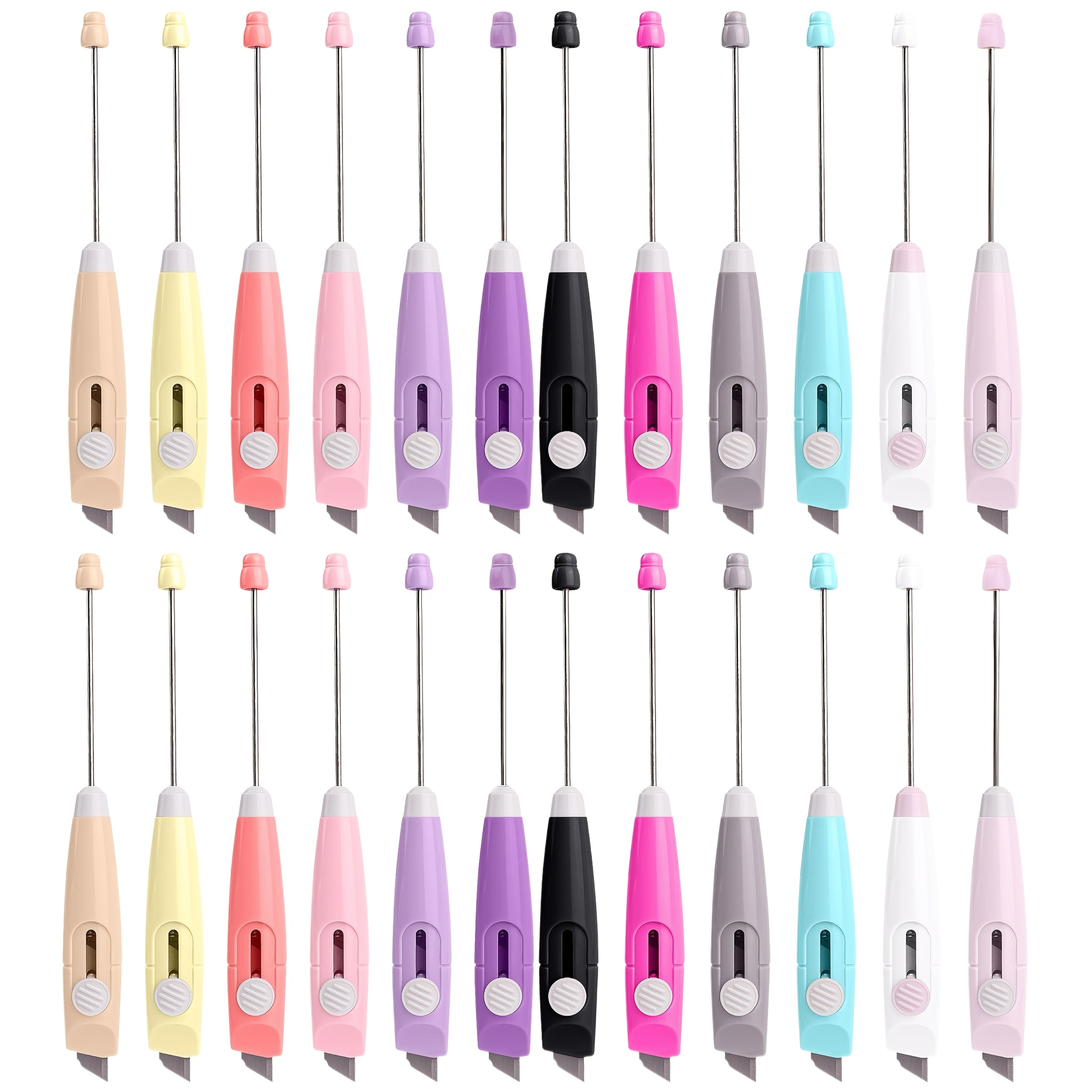 6pcs/ 12pcs Beadable Mini Art Knife Portable Small Express Unboxing Knife Cute Design Open Envelope Office Paper Cutting Art Knife