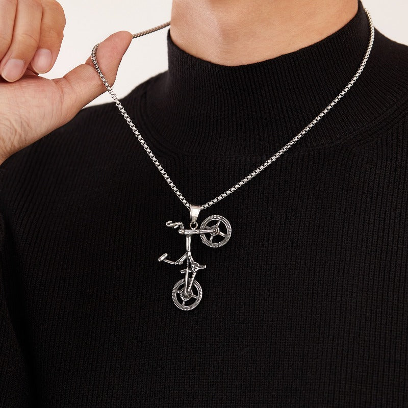 Wholesale Stainless Steel Retro Punk Style Bicycle Necklace ACC-NE-OPK002