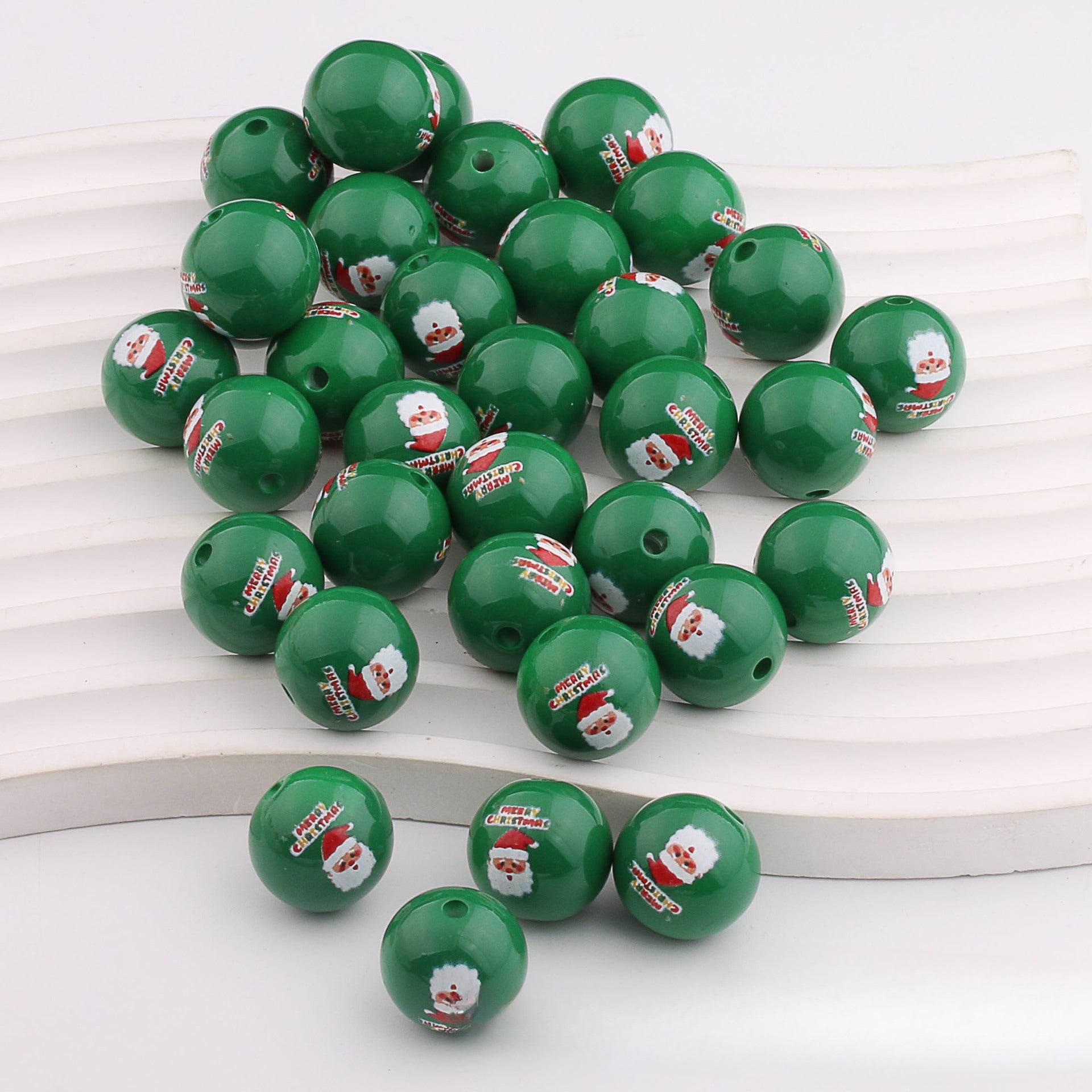 Wholesale 20pcs 16mm Christmas Color Printed Acrylic Round Beads DIY Bead Accessories ACC-BDS-ZhiXiang003