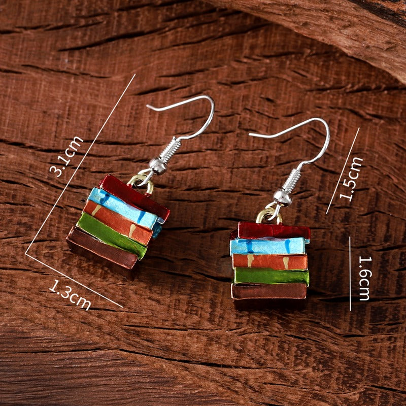 Wholesale Teacher's Day Colorful Stacked Book Earrings ACC-ES-zhiyu004