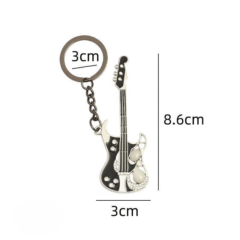 Wholesale Musical Instrument Metal Beads Dot Diamond Guitar Keychains ACC-KC-HongAo010