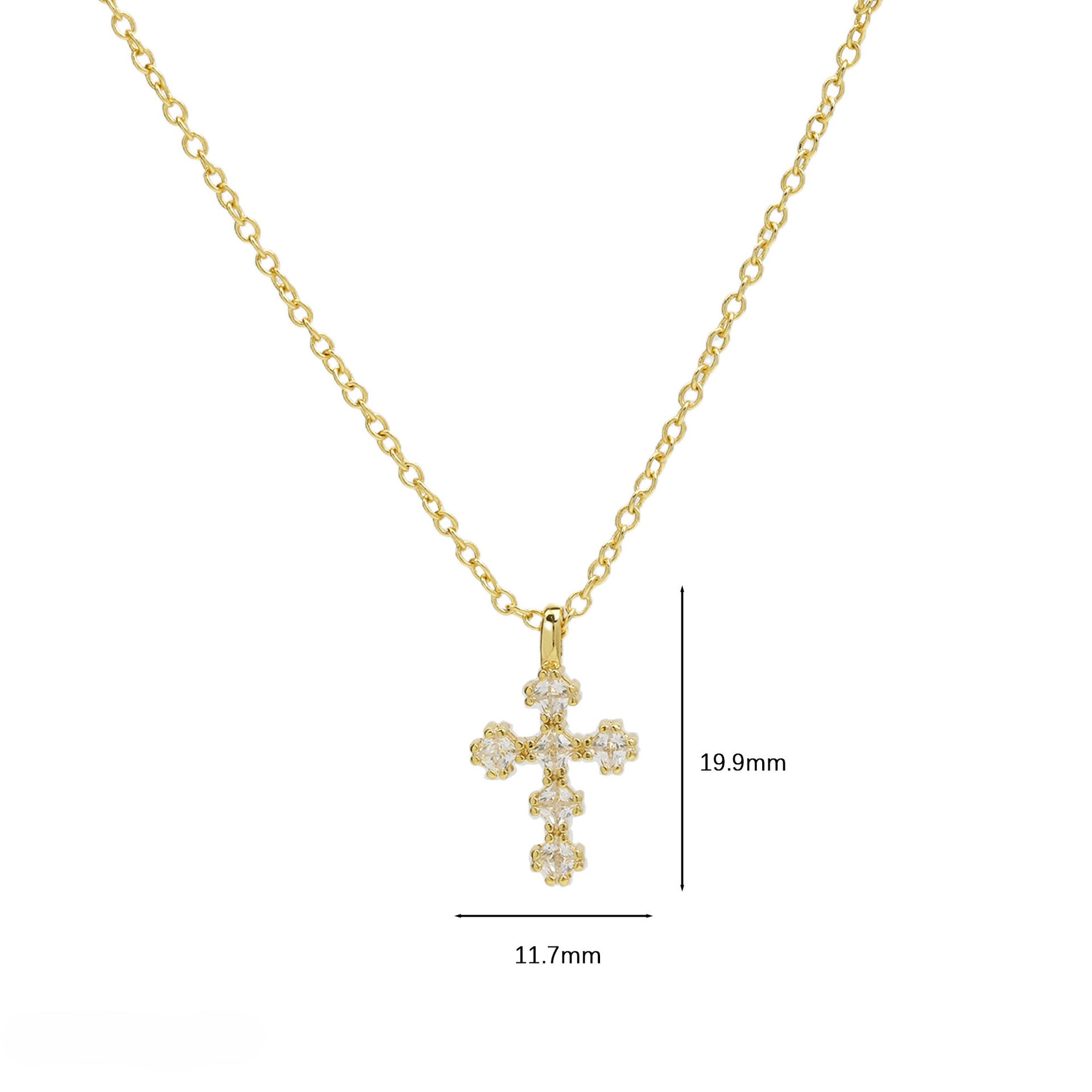 Wholesale 18k Brass Colored Zirconium December Birthstone Cross Pendant Necklaces ACC-NE-BaiYi004