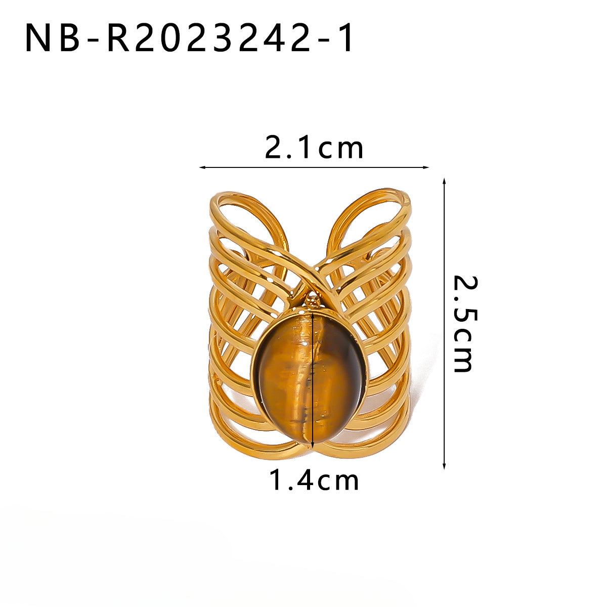 Wholesale Stainless Steel Inlaid Natural Stone Open Adjustable Rings ACC-RS-XinY010