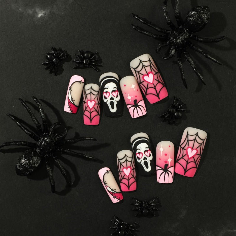 Wholesale 24 Pieces/box Halloween Pink Gradient Press-on Nails Kits Nail Stickers ACC-NS-LeFan125