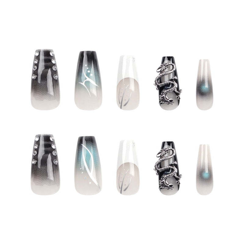 Wholesale 24 Pieces/box Embossed Dragon Nails Kits Nail Stickers ACC-NS-LeFan187