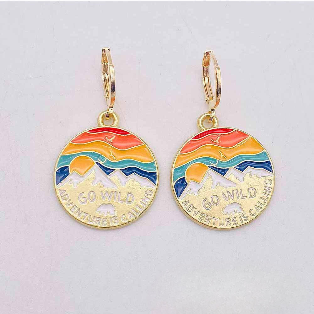 Wholesale City Architecture Scenery Earrings Alloy Oil Drop Pendant Earrings Acrylic Earrings ACC-ES-Chengy002