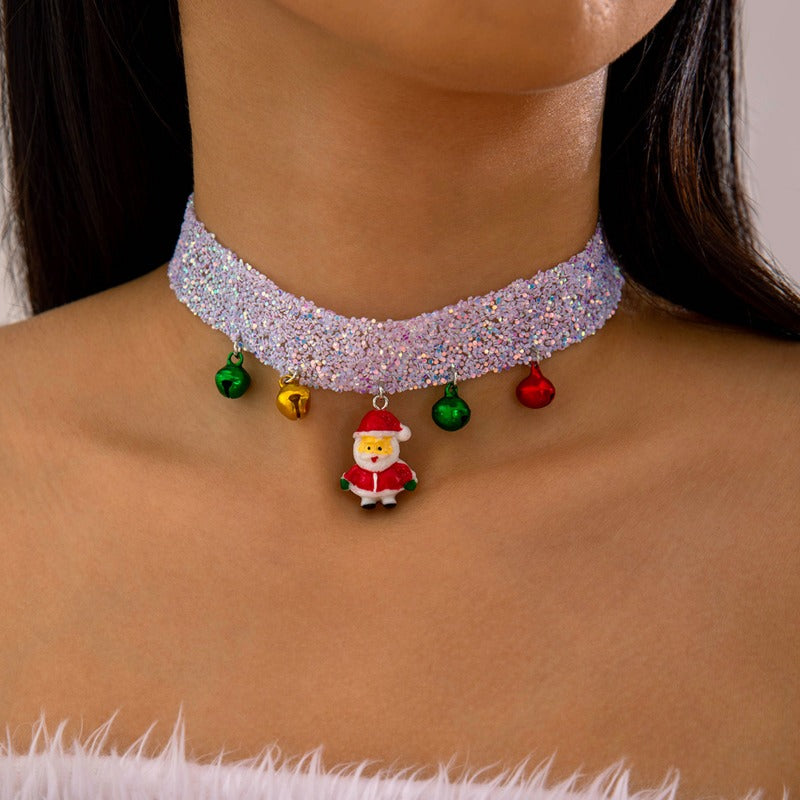 Wholesale Christmas Lace Colorful Pompom Collar ACC-NE-YongGe009