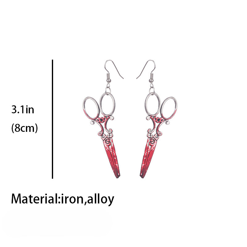 Wholesale 2 Pairs/Pack Halloween Scissors Axe Alloy Earrings ACC-ES-HY167