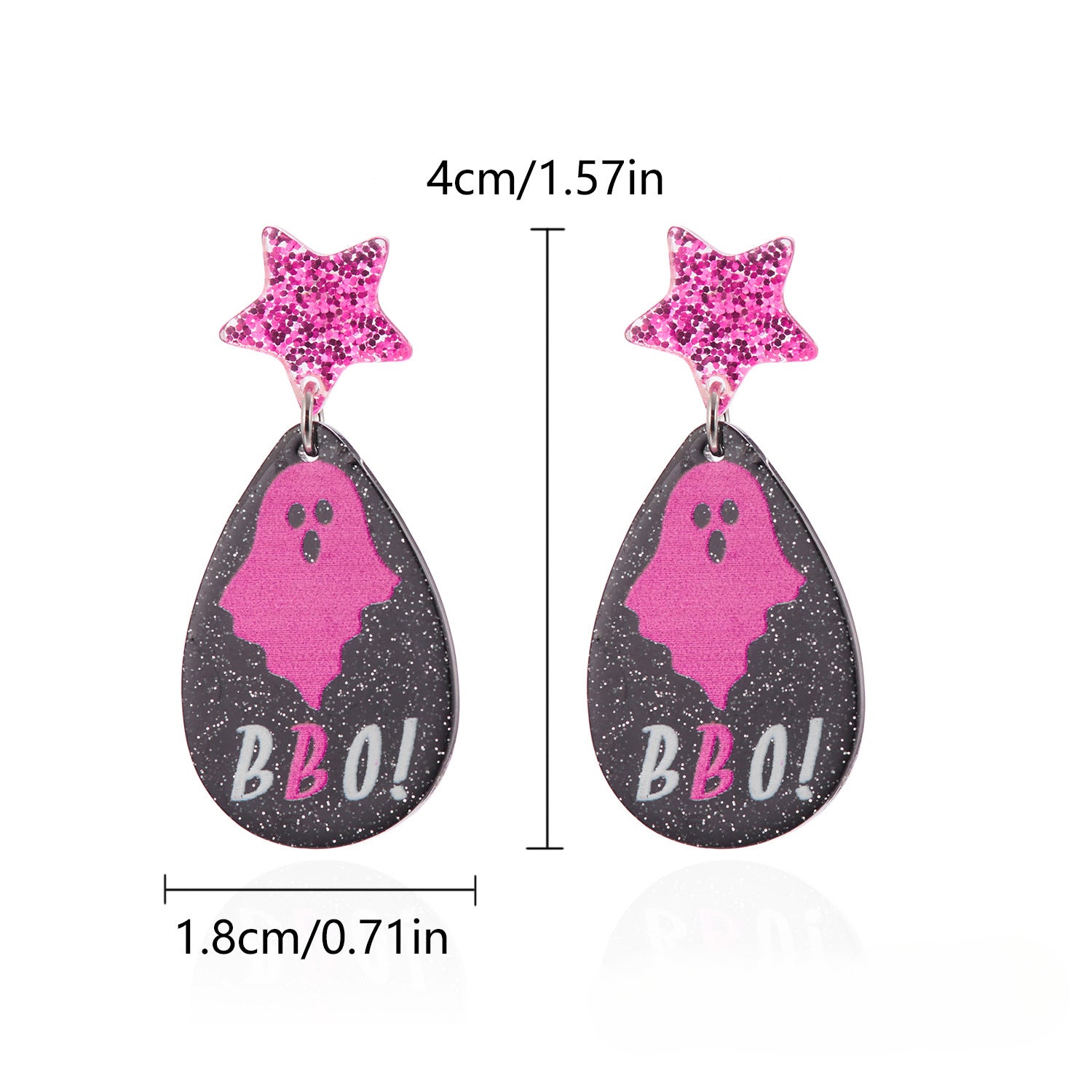 Wholesale Halloween Acrylic Plate Cartoon Castle Ghost Earrings ACC-ES-FanYou005