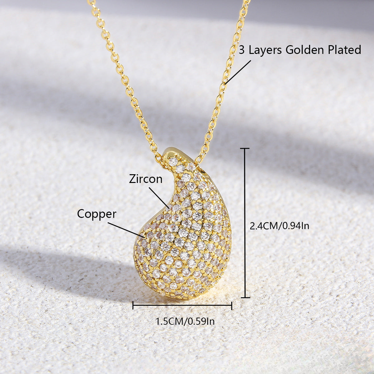 Wholesale Teardrop Necklaces Full of Zircon Clavicle Chain ACC-NE-BaiTian004