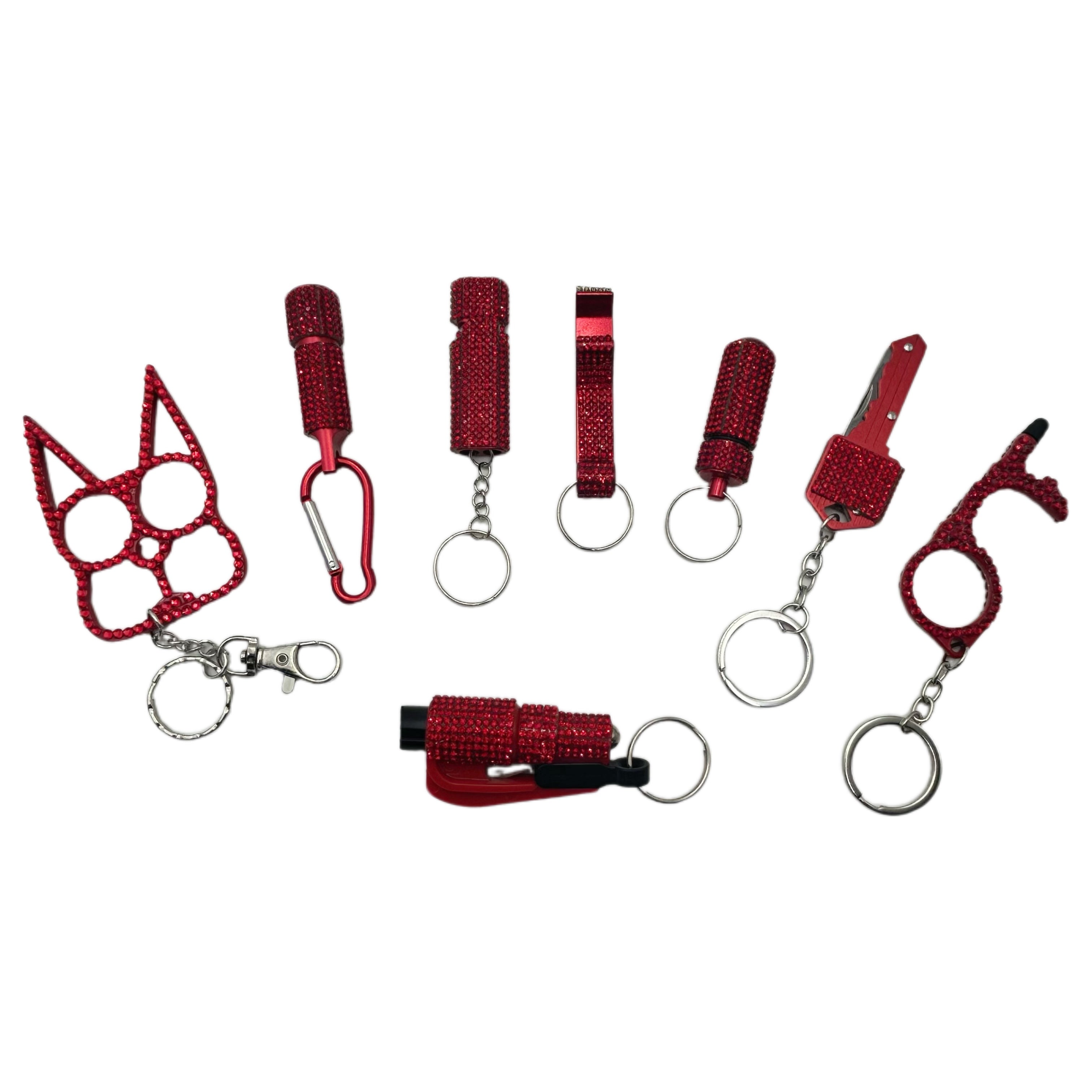 Wholesale 8pcs/set Solid Color Diamond Outdoor Keychain Set Jewelry Accessories Keychain Pendant ACCHW-KC-KaBiao020