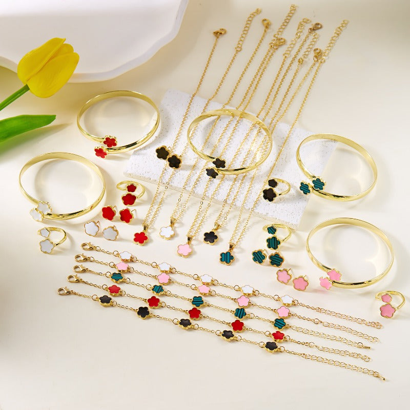 Wholesale Five Petal Flower Bracelet Necklace Set  ACC-NE-YingHao008
