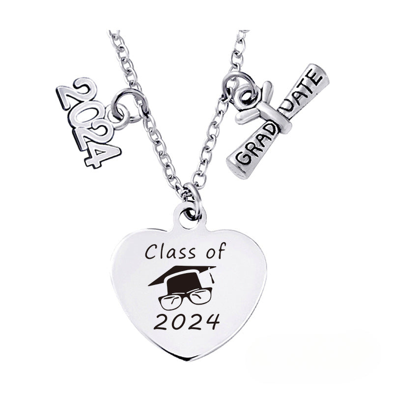 Wholesale Love Pendant 2024 Graduation Season Gift Titanium Steel Necklace ACC-NE-Ganggu001