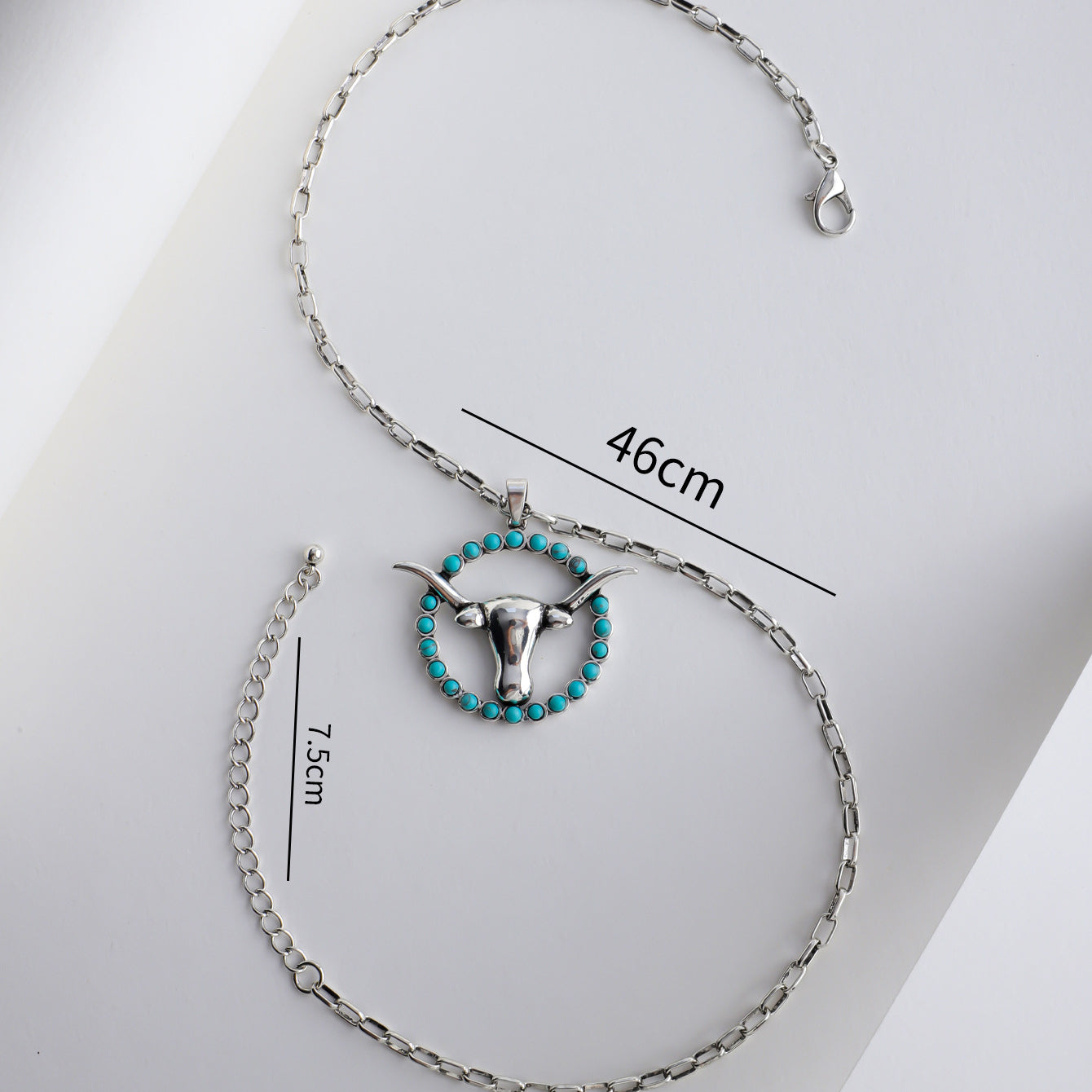 Wholesale Retro Western Cowboy Style Turquoise Cow Head Series Necklace ACC-NE-Xilu005