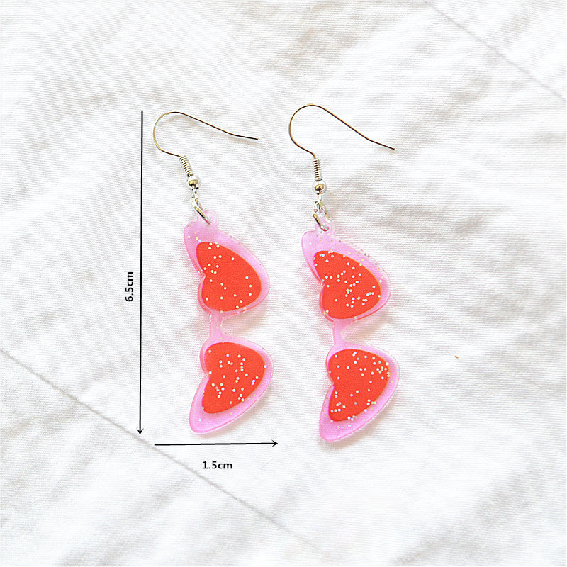 Wholesale Pink Earrings Creative Love Glasses Cartoon Acrylic Earrings ACC-ES-XN020