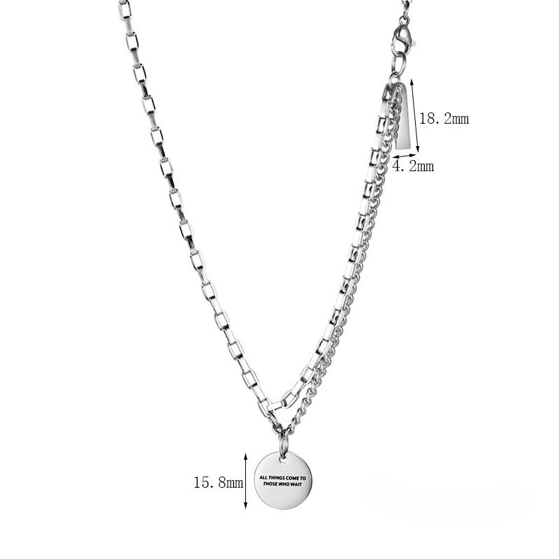 Wholesale Spliced double Layer Titanium Steel Round Necklaces ACC-NE-Yixin008