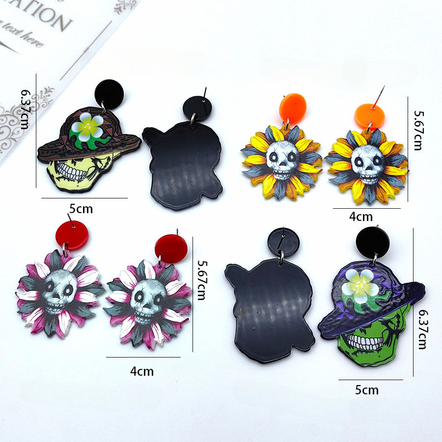 Wholesale Halloween Skull Acetate Acrylic Earrings ACC-ES-Xizhao007
