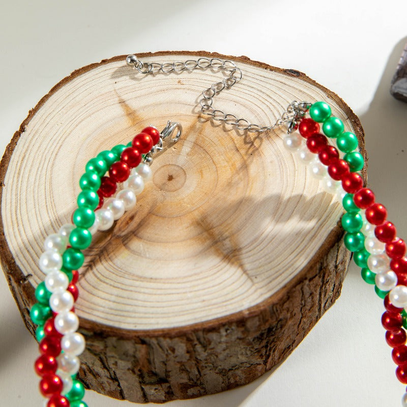 Wholesale Colorful Beaded Christmas Necklace Braided Twist Necklace ACC-NE-YongGe010