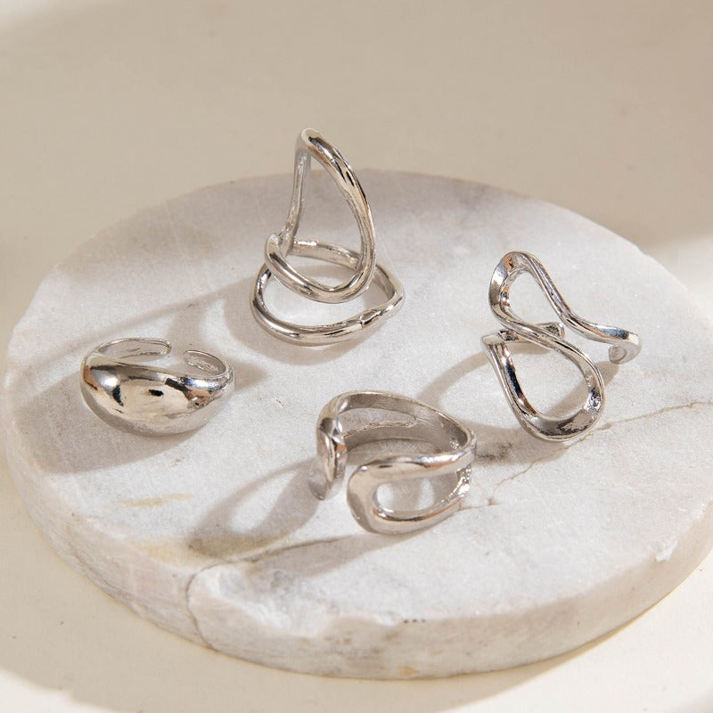 Wholesale 4pcs Irregular Hollow Arc Ring Design ACC-RS-YongGe013