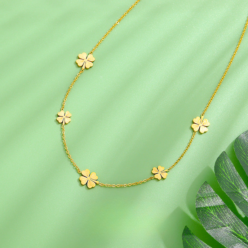 Wholesale Four-leaf Flower Light Luxury Necklaces Titanium Steel Necklace Sweater Chain ACC-NE-YiSheng005