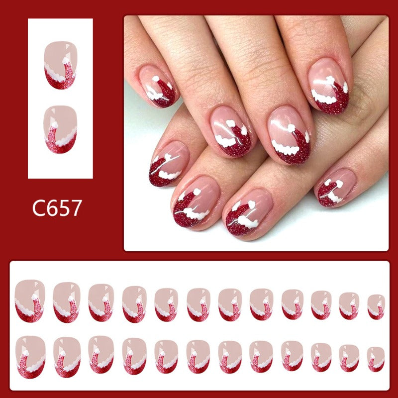 Wholesale 24 Pieces/box Christmas Hat Red and White Nails Kits Nail Stickers ACC-NS-GuaiXL129