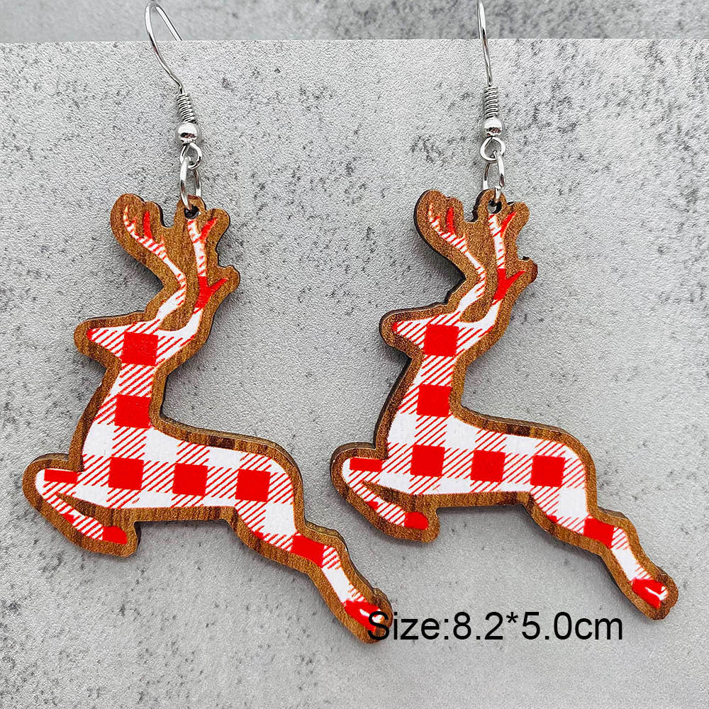 Wholesale Christmas Santa Claus Christmas Stocking Elk Wood Earrings ACC-ES-ChenY055
