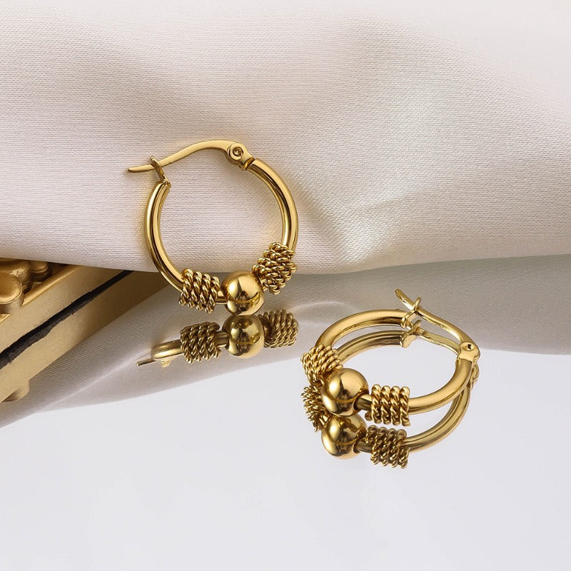 Wholesale Round Lucky Beads Stainless Steel Earrings ACC-ES-RuiX004