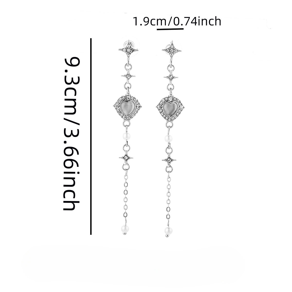 Wholesale Heart Diamond Long Tassel Earrings ACC-ES-MDD065