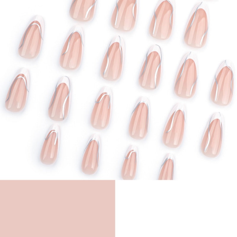 Wholesale 24 Pieces/box White Edge Silver Line Nails Kits Nail Stickers ACC-NS-LeFan239