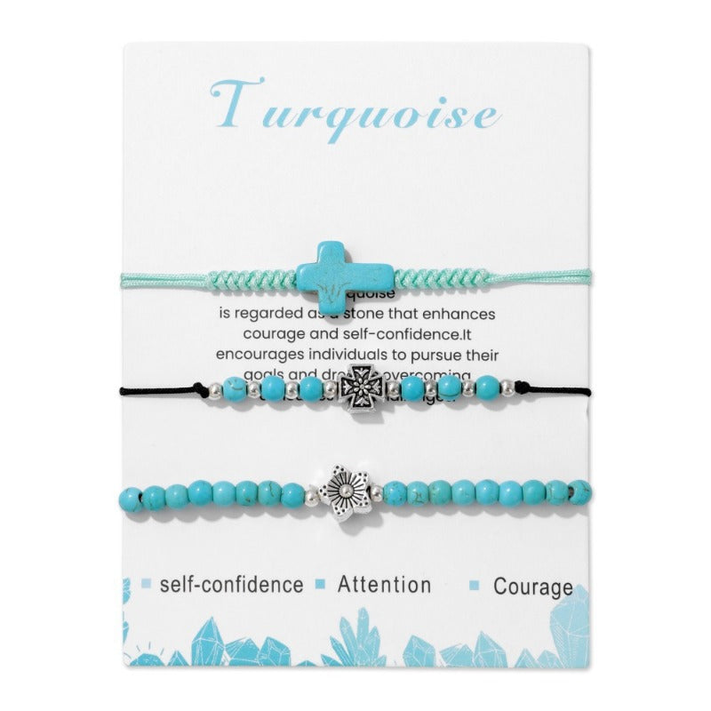 Wholesale Turquoise Men's Turtle Handmade Braided Bracelet Set ACC-BT-YinYi001