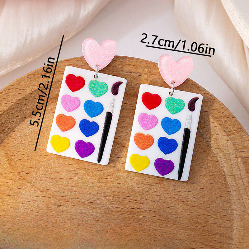 Wholesale Color Drawing Board Acrylic Earrings ACC-ES-ZhuiWo002
