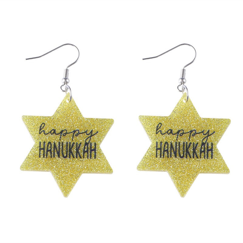 Wholesale Hanukkah Star Pendant Acrylic Earrings ACC-ES-ChuLian117